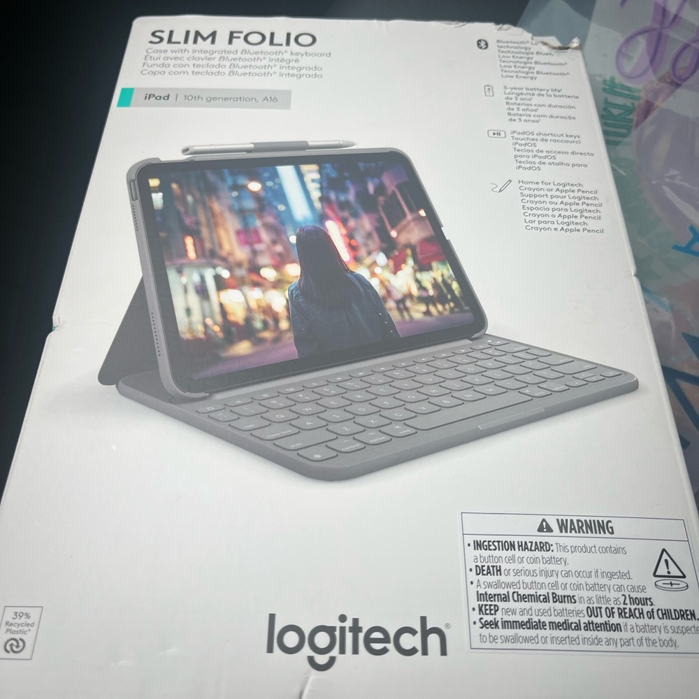 Logitech Slim Folio Gray Keyboard Case for iPad